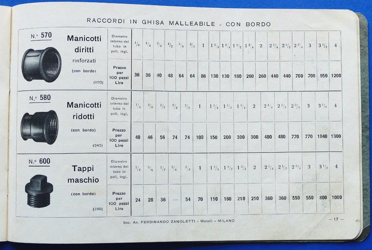 Catalogo illustrato F. Zanoletti - Metalli - Raccordi in ghisa … | Immagine Gallery 2