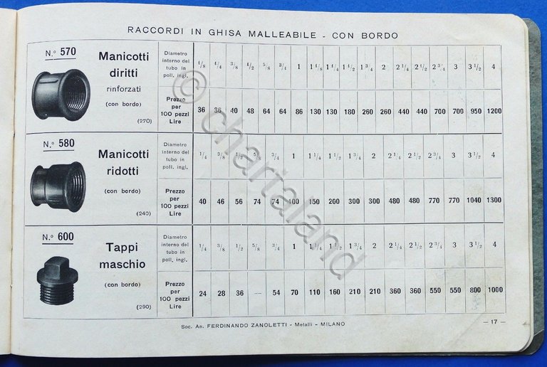 Catalogo illustrato F. Zanoletti - Metalli - Raccordi in ghisa … | Immagine Gallery 3