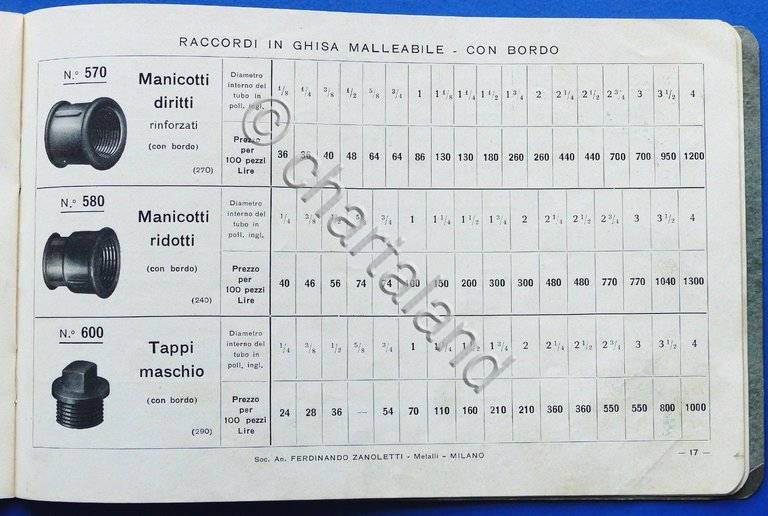 Catalogo illustrato F. Zanoletti - Metalli - Raccordi in ghisa … | Immagine Gallery 4