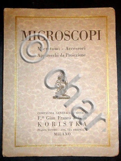 Catalogo illustrato Microscopi Microtomi Accessori apparecchi da proiezione 1930