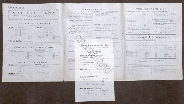 Catalogo Listino d'epoca A. Sutter - Genova - Fabbrica Prodotti … | Immagine Gallery 1