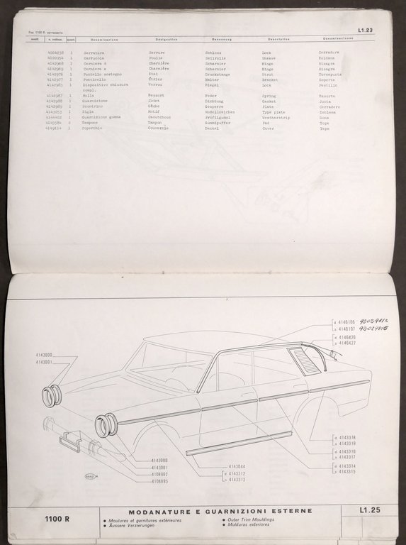 Catalogo parti di ricambio carrozzeria Fiat 1100 R - 1^ …