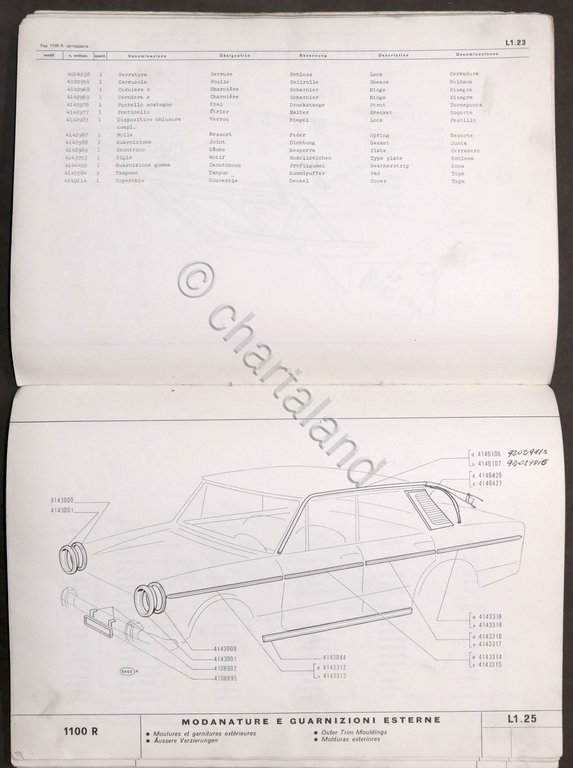 Catalogo parti di ricambio carrozzeria Fiat 1100 R - 1^ …