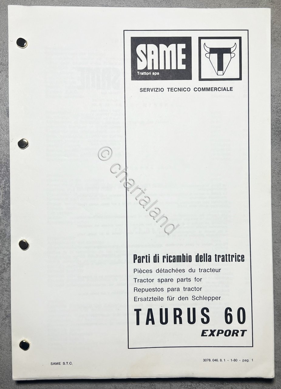 Catalogo Parti di Ricambio della Trattrice SAME - Taurus 60 …