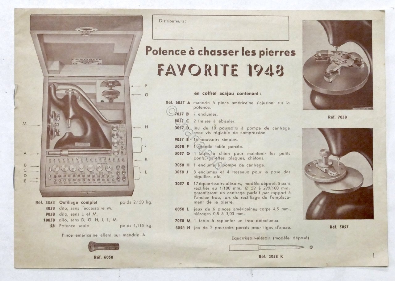 Catalogo Punzoniere e accessori per orologiai - Favorite - 1948