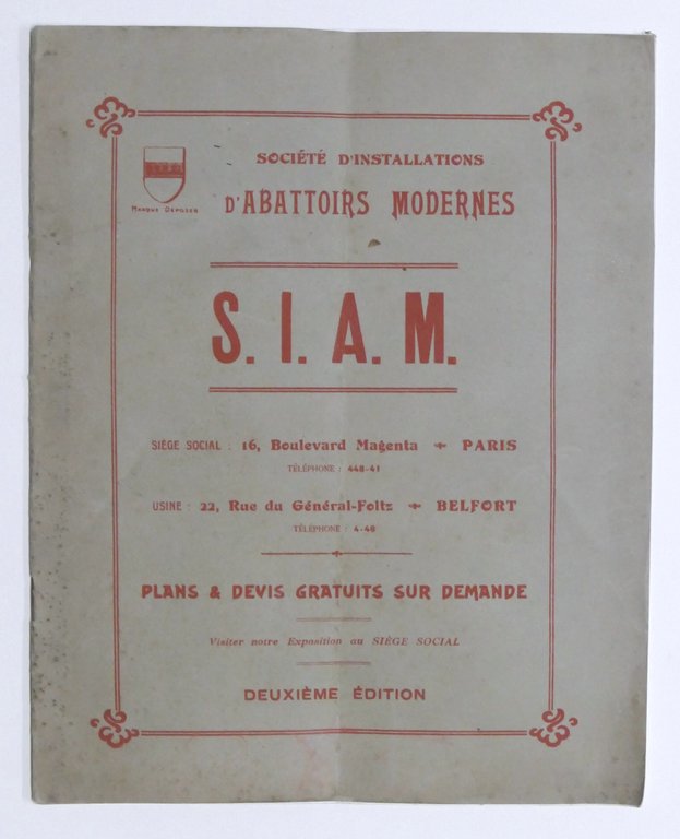Catalogo S.I.A.M. - Societè d'Installations d'Abattoirs Modernes - 1930 ca. | Immagine Gallery 1