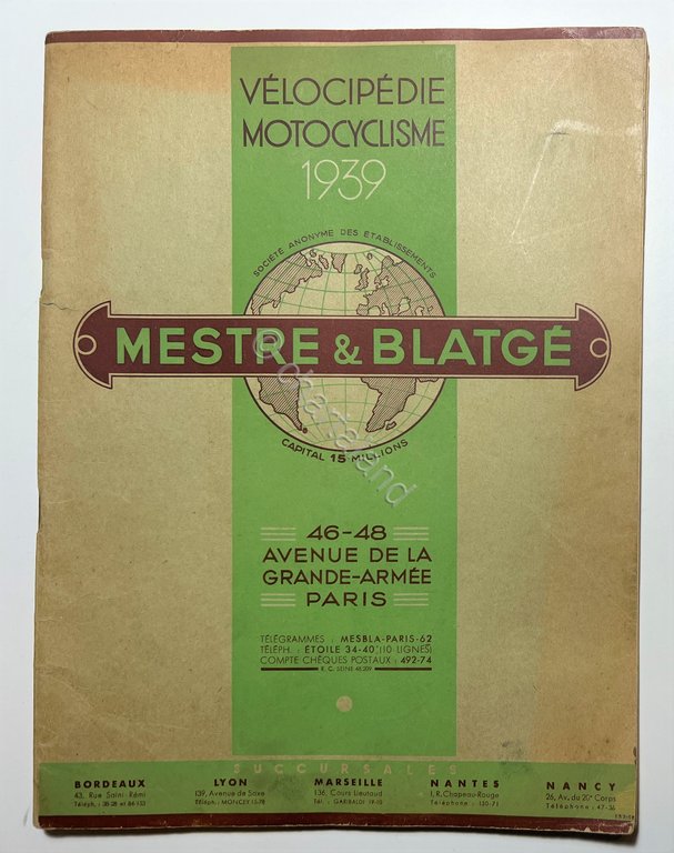 Catalogo Velocipedie Motocyclisme - Mestre & Blatge - ed. 1939
