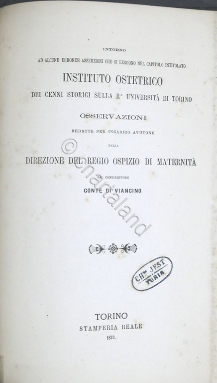 Cenni storici sulla Regia Università di Torino - ed. 1872