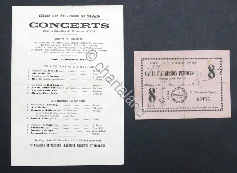 Cercle des Etrangers de Monaco Tessera Federico Sella e programma …