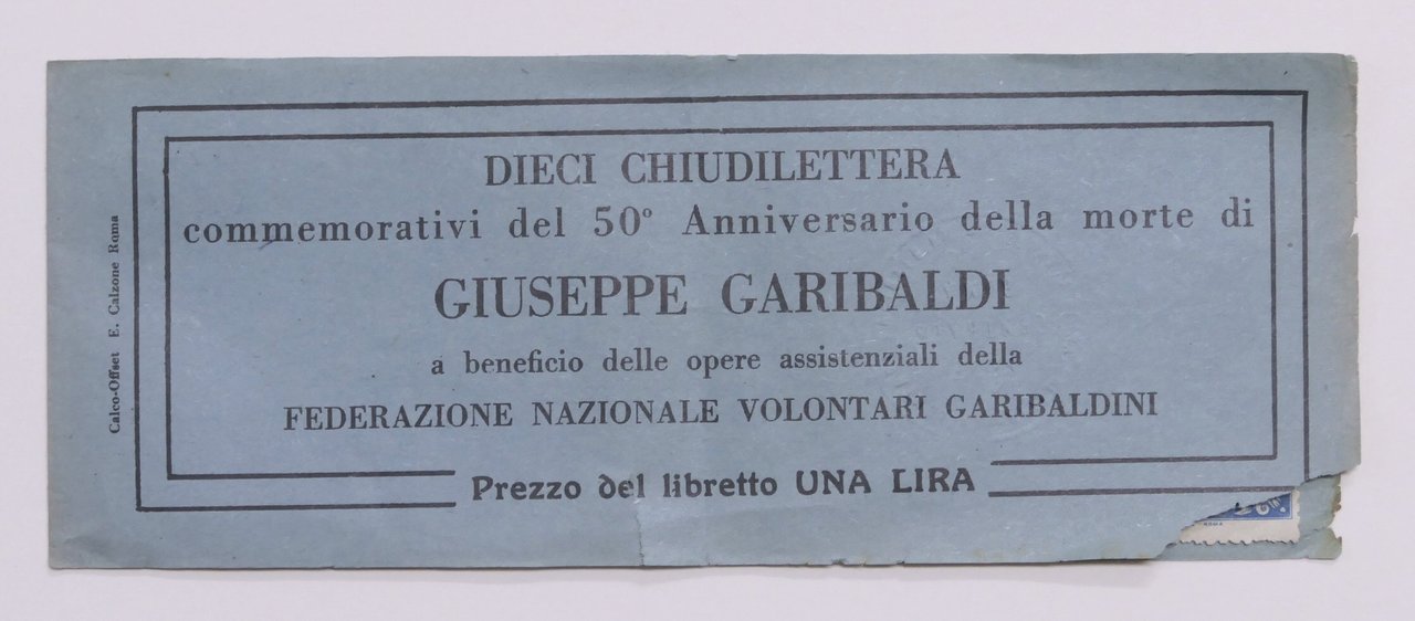 Chiudilettera commemorativi del 50° anniversario morte di Garibaldi - 1932 | Immagine principale