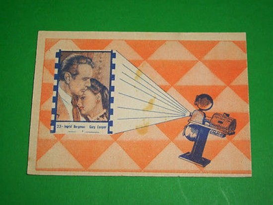 Cinema - Cartella Tombola n. 23 con foto di Ingrid Bergman e Gary Cooper - 1940