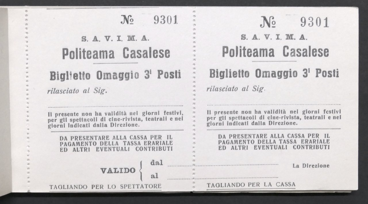 Cinema-Teatro Politeama Casalese Casale Monferrato Carnet biglietti - anni '70