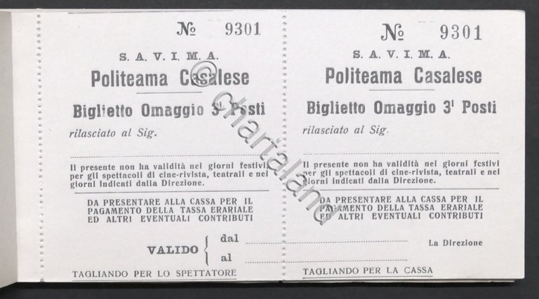 Cinema-Teatro Politeama Casalese Casale Monferrato Carnet biglietti - anni '70