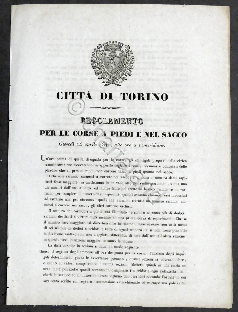 Città di Torino - Regolamento per le corse a piedi …