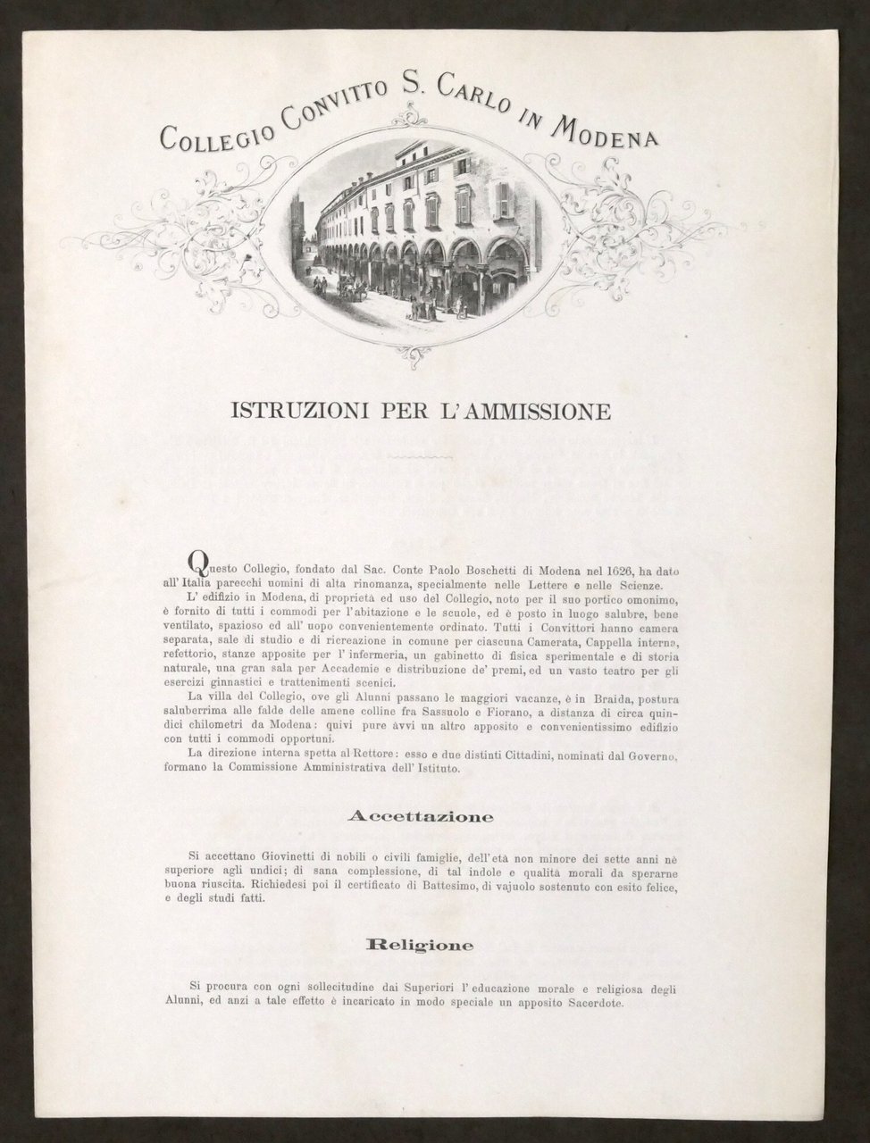 Collegio Convitto S. Carlo in Modena - Istruzioni per l'ammissione … | Immagine principale