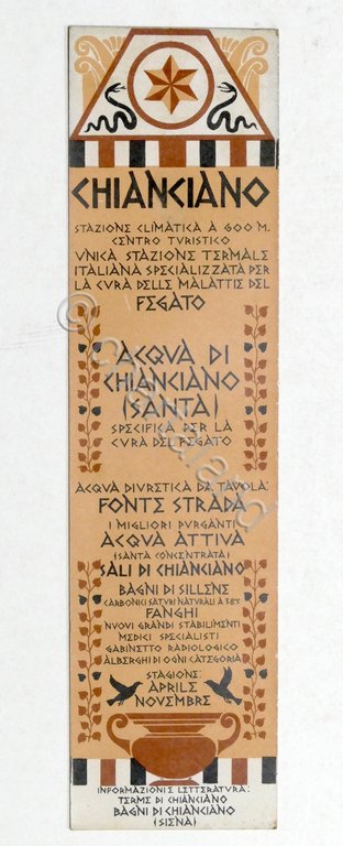 Collezionismo - Segnalibro Terme di Chianciano - Siena / Acque Albule di Tivoli