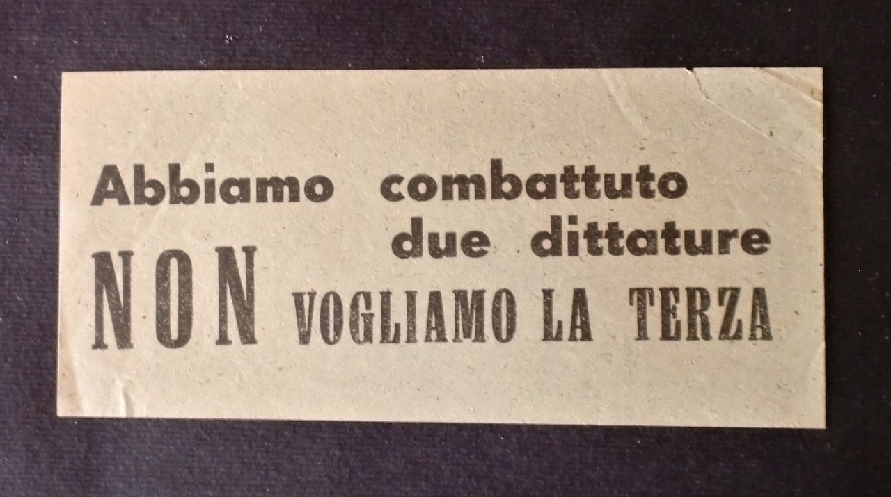 Collezionismo cartaceo - Volantino Trieste - Abbiamo combattuto due dittature