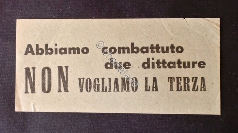 Collezionismo cartaceo - Volantino Trieste - Abbiamo combattuto due dittature
