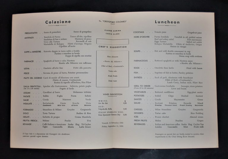 Collezionismo menù - Tn. Cristoforo Colombo - Colazione - 11 … | Immagine Gallery 2