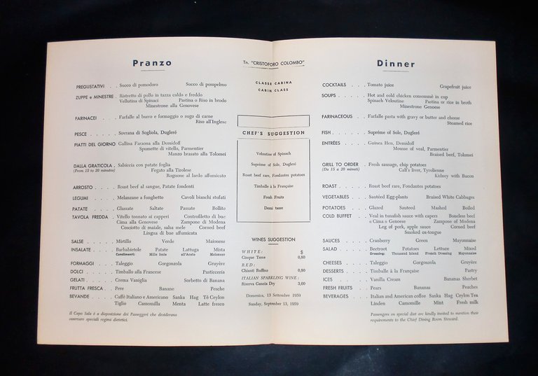 Collezionismo menù - Tn. Cristoforo Colombo - Pranzo - 13 … | Immagine Gallery 2