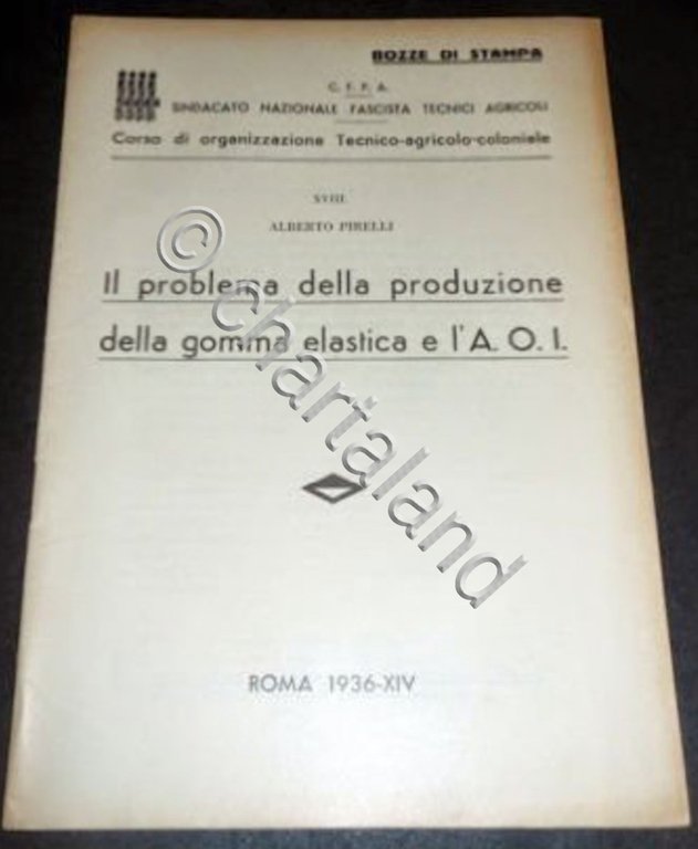 Colonialismo - A. Pirelli - Problema produzione gomma elastica e …