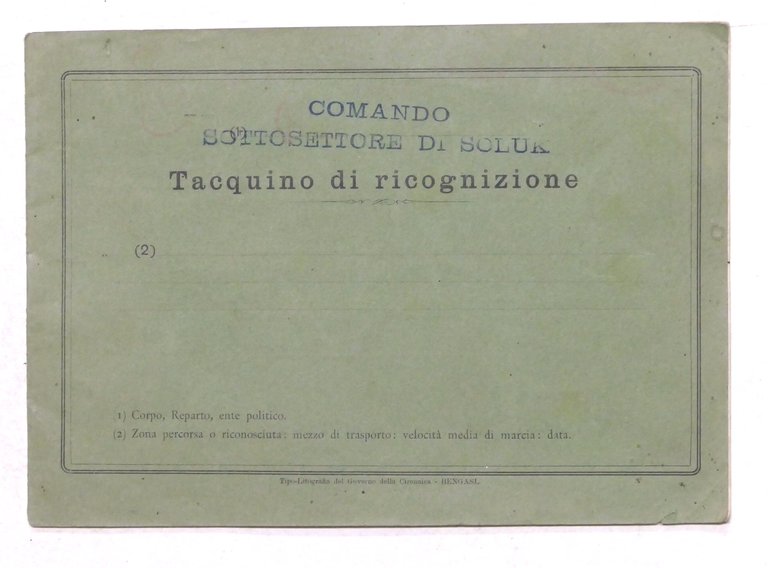 Colonialismo Comando di Soluk - Cirenaica - Taccuino di ricognizione - 1930 ca.