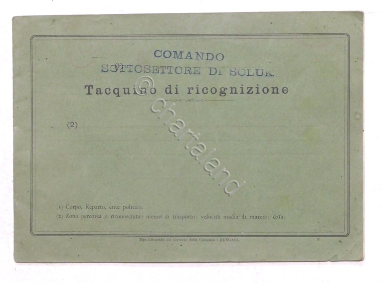 Colonialismo Comando di Soluk - Cirenaica - Taccuino di ricognizione …