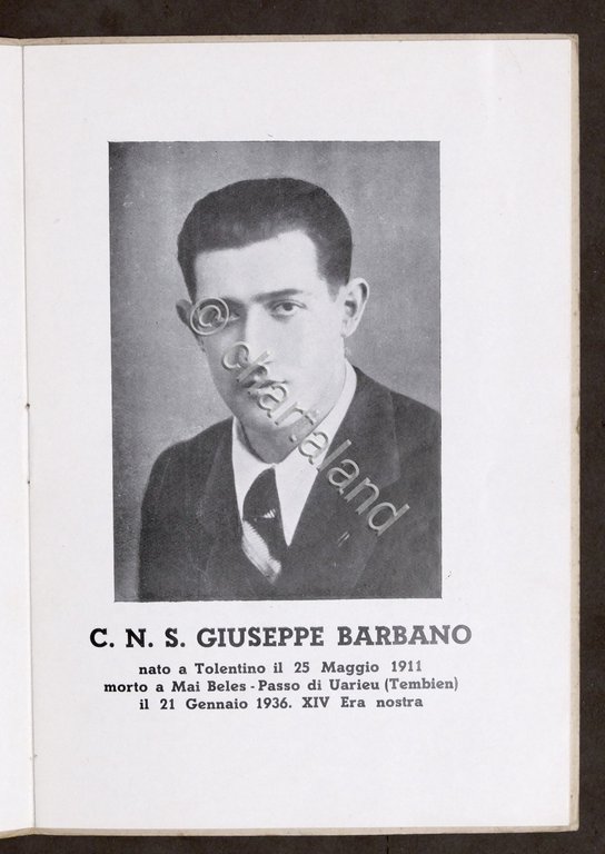 Colonialismo Sacrificio perfetto vittoria futura Commemorazione Barbano - 1936