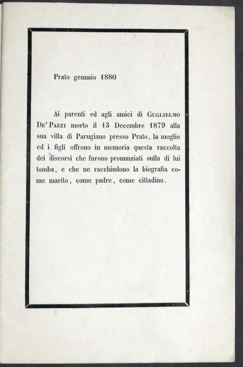 Commemorazioni funebri per deputato Guglielmo De' Pazzi - Prato - … | Immagine principale