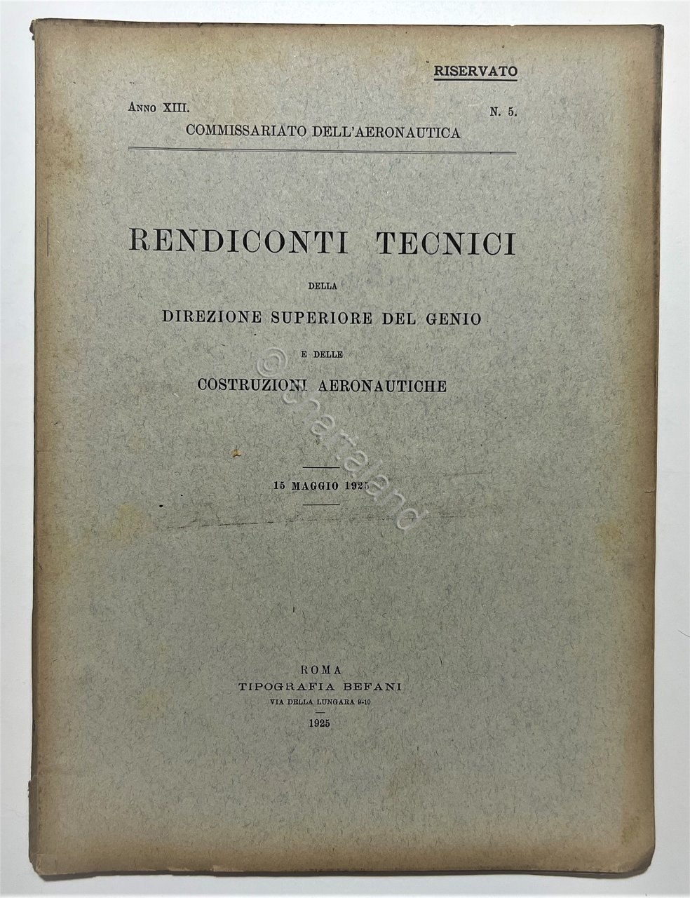 Commissariato Aeronautica - Rendiconti Tecnici N. 5 - 15 Maggio …