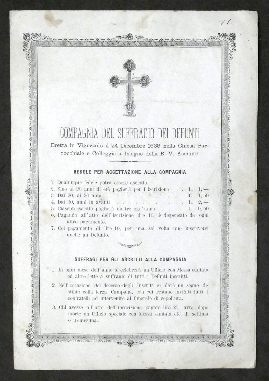 Compagnia del Suffragio dei Defunti - Viguzzolo (AL) - Iscrizione …