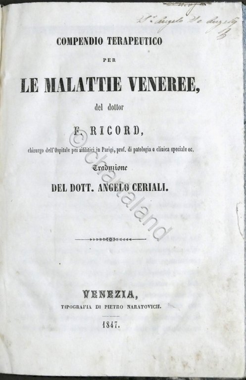 Compendio terapeutico per le malattie veneree del dottor F. Ricord … | Immagine Gallery 1