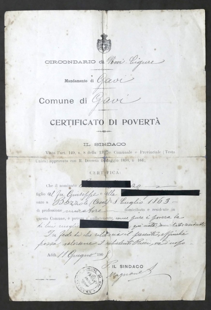 Comune di Gavi - Circondario di Novi Ligure - Certificato …