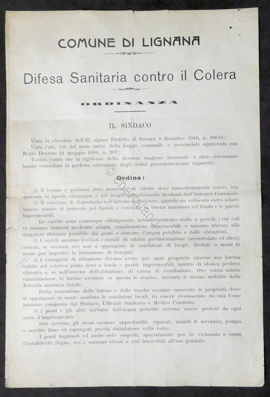 Comune di Lignana (VC) - Ordinanza: Difesa Sanitaria contro il …