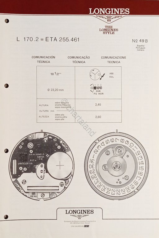Comunicazione Tecnica Longines N. 49 B - L 170.2 = … | Immagine Gallery 2