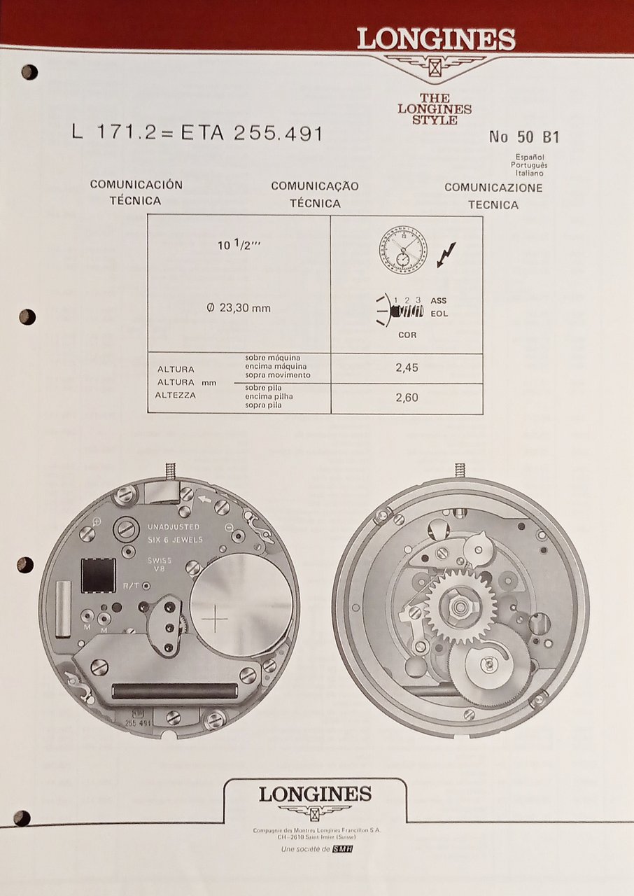 Comunicazione Tecnica Longines N. 50 B1 - L 171.2 = … | Immagine principale