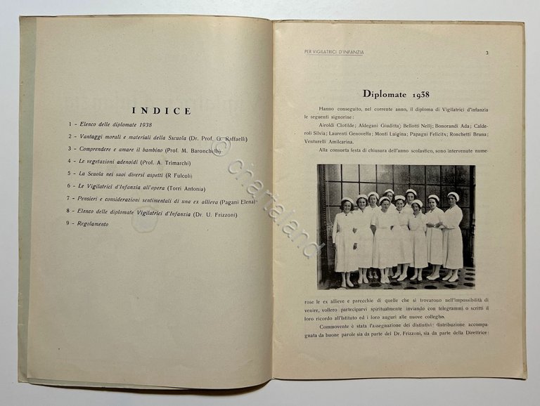 Congedo delle Vigilatrici d'Infanzia - Bergamo 1938 RARO