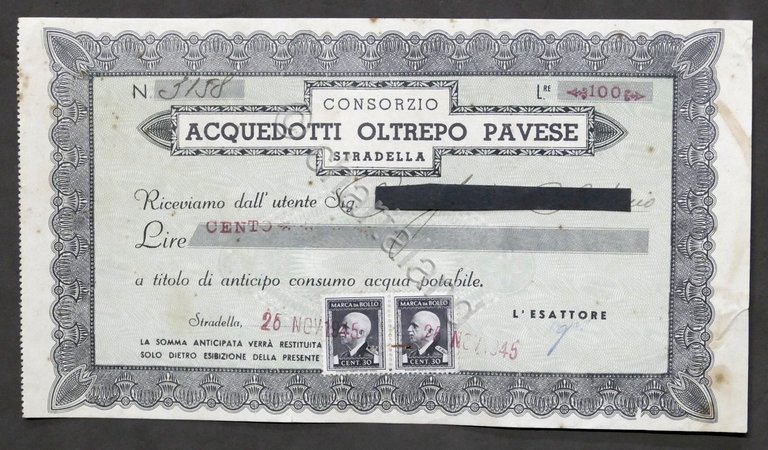 Consorzio Acquedotti Oltrepo Pavese - Stradella - Cedola di pagamento …