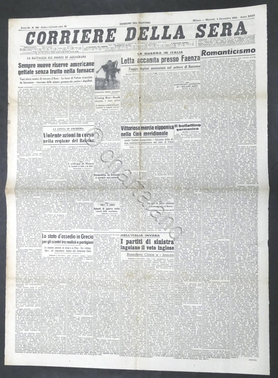 Corriere della Sera ed. mattino N. 290 - 1944 - …