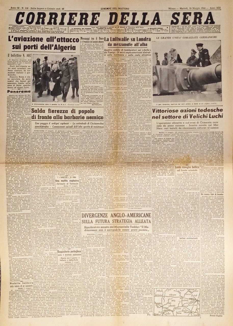 Corriere della Sera N. 118 - 1943 L'aviazione all'attacco sui …