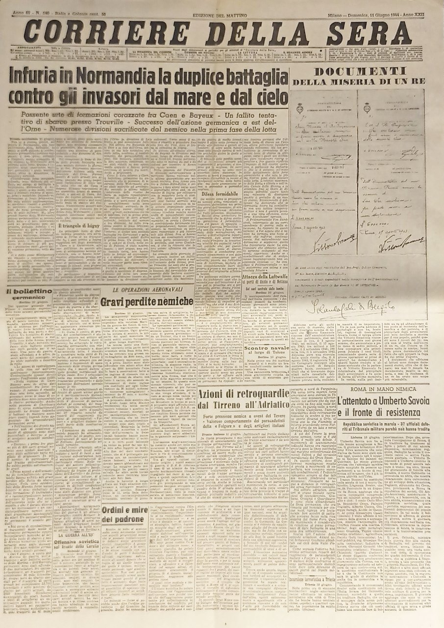 Corriere della Sera N. 140 - 1944 Infuria in Normandia …