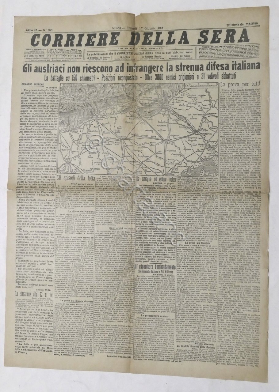 Corriere della Sera N. 168 - 1918 - Austriaci non …