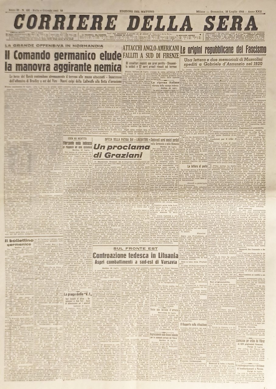 Corriere della Sera N. 182 - 1944 Comando germanico elude …