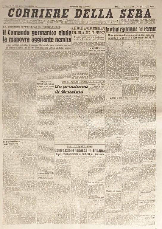 Corriere della Sera N. 182 - 1944 Comando germanico elude …