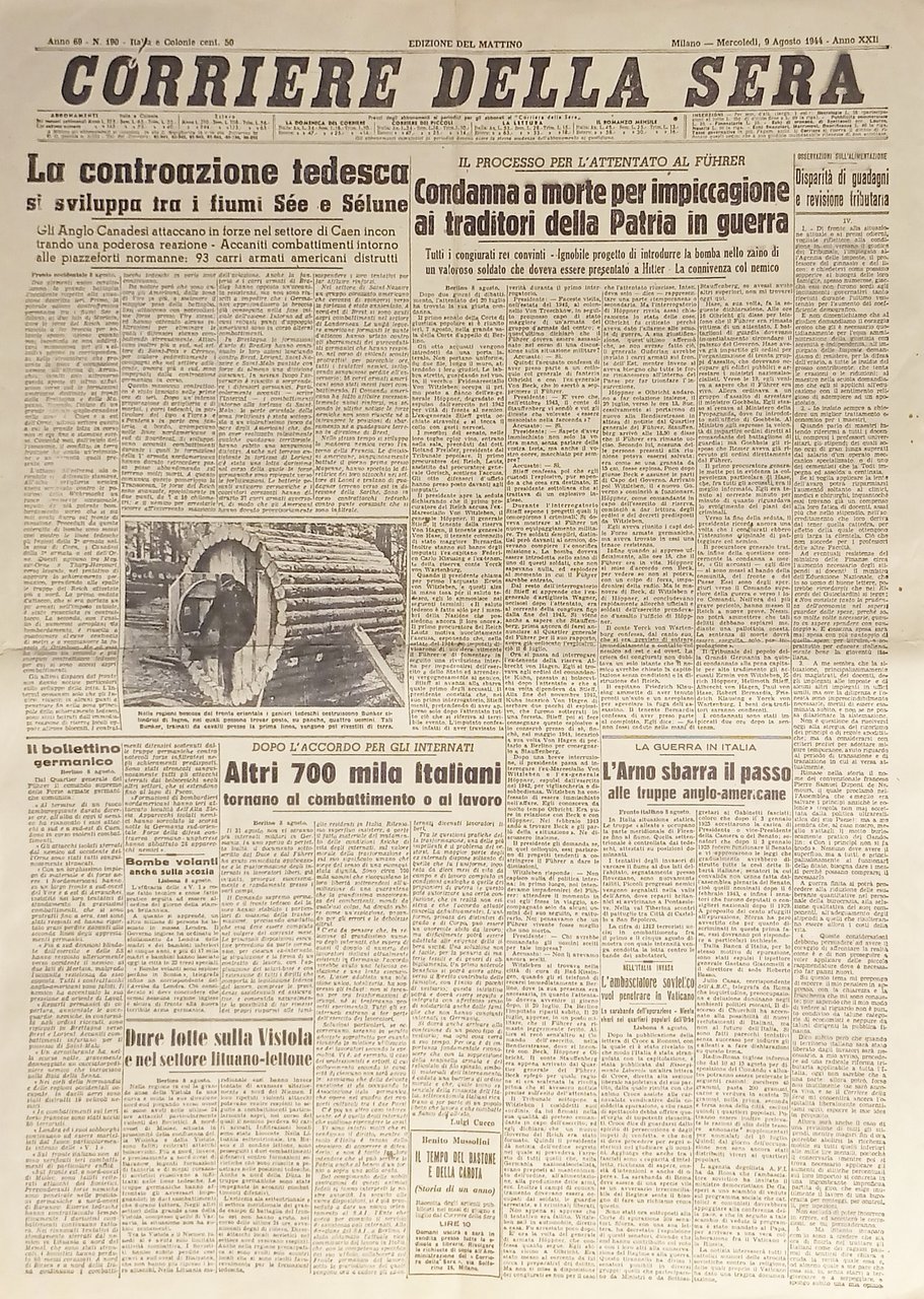 Corriere della Sera N. 190 - 1944 Contrazione tedesca tra …
