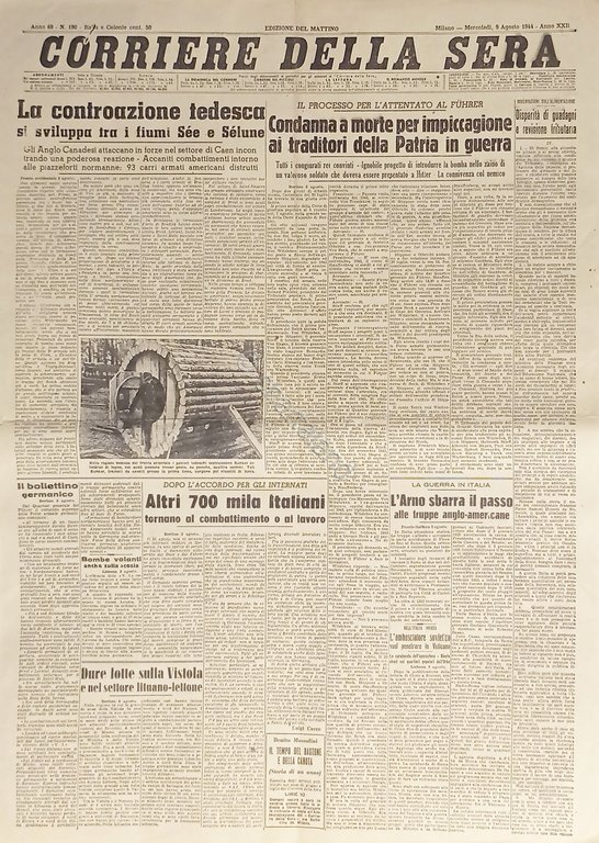 Corriere della Sera N. 190 - 1944 Contrazione tedesca tra …