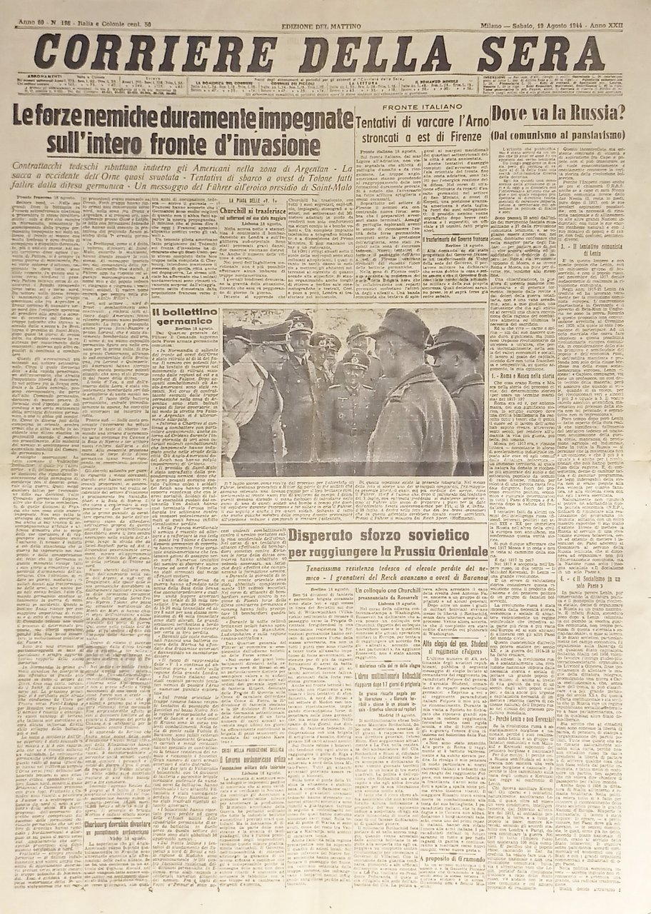 Corriere della Sera N. 198 - 1944 Forze nemiche impegnate …