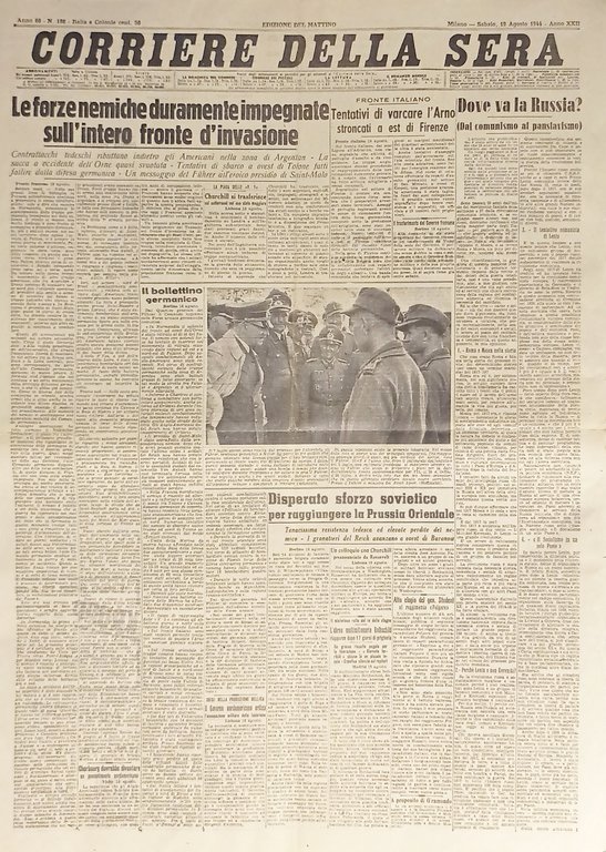 Corriere della Sera N. 198 - 1944 Forze nemiche impegnate … | Immagine Gallery 1