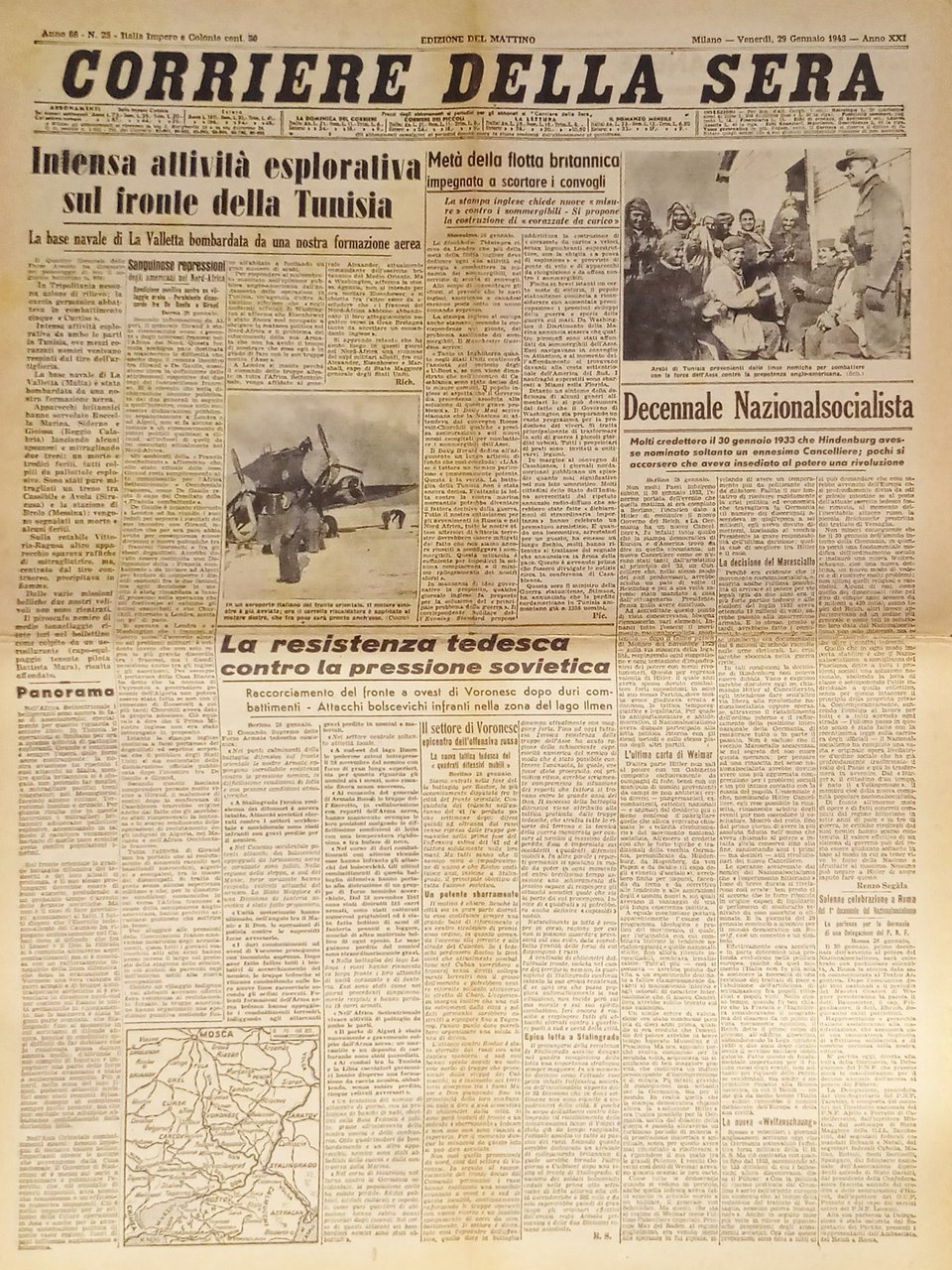 Corriere della Sera N. 25 - 1943 Intensa attività esplorativa … | Immagine principale