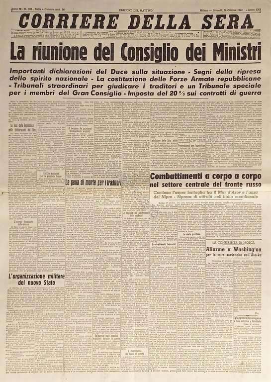 Corriere della Sera N. 255 - 1943 La riunione del …